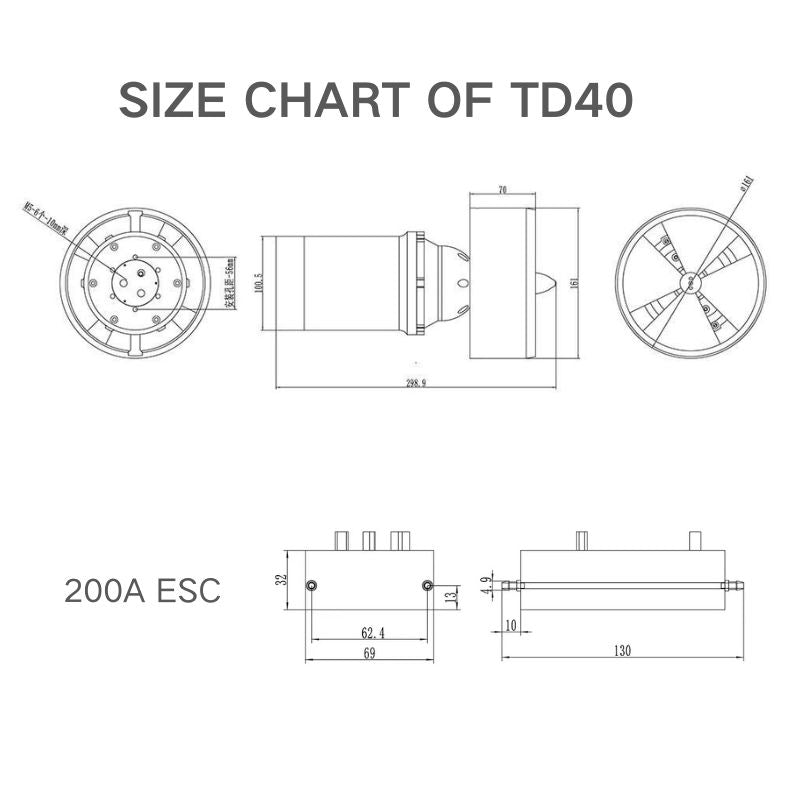 TD40 50V 40Kg Ganzmetall-Unterwasserstrahlruder | Hobbywater