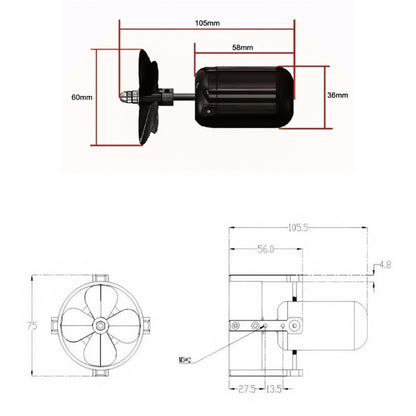 TD4.8  12-25V 12.8A  322.5W Underwater Thruster