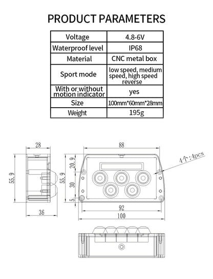 Wasserdichte Steuerbox für Unterwasserstrahlruder von Hobbywater